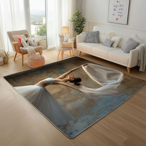 Traumhaft Tanzendes Mädchen Teppich Wohnzimmer 200x300cm Rugs for Living Room, Waschbare Teppiche Kurzflor rutschfest Weich Vintage Tanz Mädchen Teppisch für Schlafzimmer Kinderzimmer Traumhaft Tanzendes Mädchen Teppich Wohnzimmer 200x300cm Rugs for Living Room, Waschbare Teppiche Kurzflor rutschfest Weich Vintage Tanz Mädchen Teppisch für Schlafzimmer Kinderzimmer von Generic