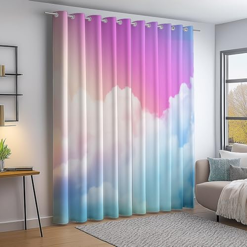 Traumhafte Wolken Farbverlauf Bedruckte Verdunkelungsvorhänge mit Ösen, Bunt Vorhänge Blickdicht 2er Set H260×B140 cm, Perfekt für Wohnzimmer, Schlafzimmer und Raumdekoration von Generic