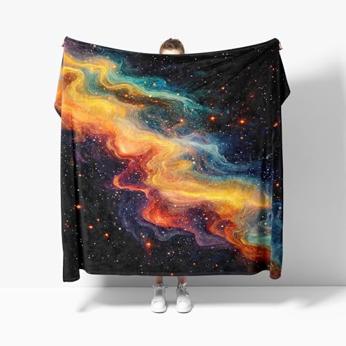 Traumhafter Sternenhimmel Kuscheldecke Flauschige Couch Decke XL 150x200 cm Bunt Fleecedecke, Warmer Tagesdecke - Leichte Decken für Sofa Bett, Winter Weiche Decke Für Kinder Erwachsene von Generic