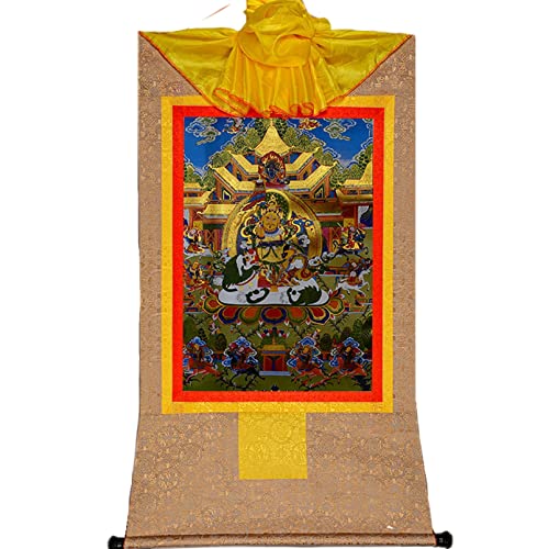 Treasure King Tibetan Thangka Tapestry Handmade Buddhist Thangka Brocade Art Print für Schlafzimmer Wohnzimmer Dekoration (Color : Brown, Size : S) von Generic