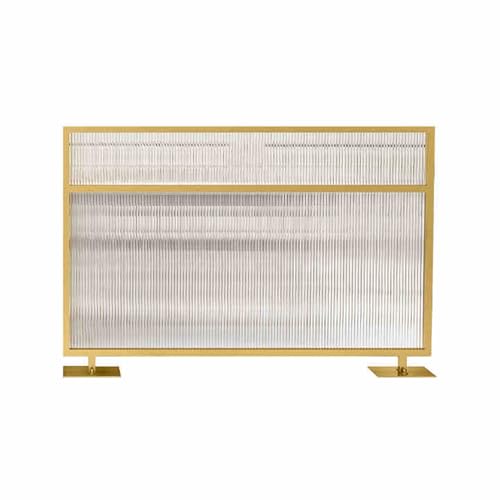 Trennwände for Essbereiche,Arbeitsplattenschirm Aus Gestreiftem Glas,quadratische Restauranttrennwand,durchscheinendes Design for Den Schreibtisch Im Wohnzimmer(Gold,120x100cm/47.24x39.37in) von Generic