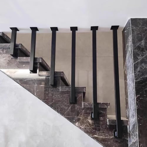 Treppengeländer Aus Schwarzem Metall Für Den Innen- Und Außenbereich, An Der Decke Montierte L-förmige Treppengeländerschienen rutschfeste Haltegriff-balustraden-gelände, One Color, 1.6ft/50cm von Generic