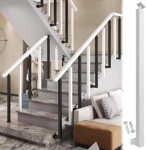 Treppenhaus-Baluster-treppengeländer-kit, Quadratische Metallspindeln Baluster-säulenpfosten Mit 270° Verstellbaren Flachen Halterungen, White 10pack, 110cm/43.3in von Generic