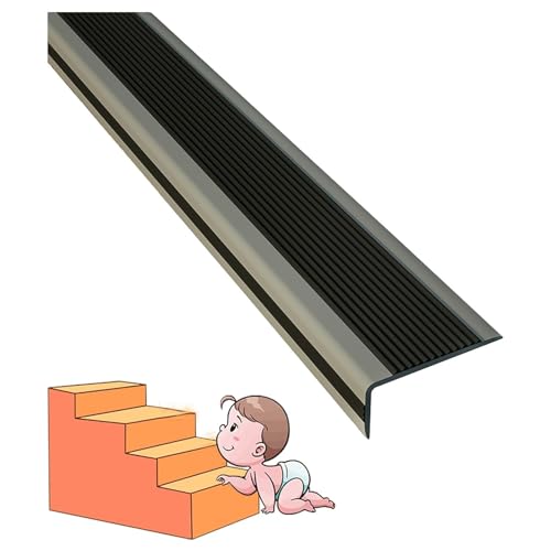 Treppenkantenprofil Kantenschutz Anti-Rutsch-Streifen für Treppen für Zuhause und Schule, rutschfest, schön, Lange Lebensdauer LLIMEIDP250410(Color:Black,Size:3m/118.1in) von Generic
