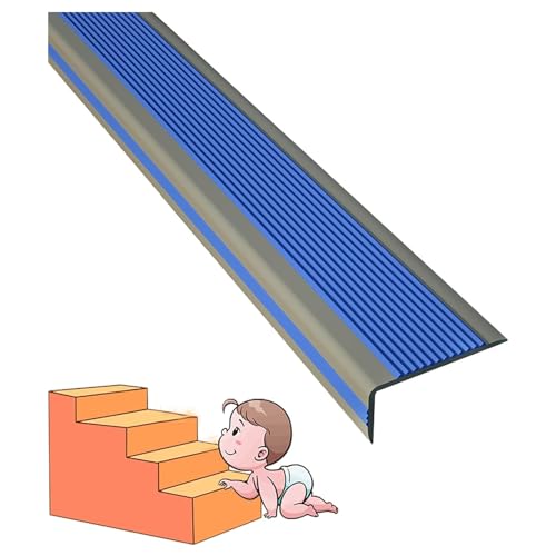 Treppenkantenprofil Kantenschutz PVC-Gummi-Winkel-Stufenkante, wasserdichte, verschleißfeste Treppenkanten-Nasenverkleidung für Treppenstufen im Innen- und Außenbereich wljiangdp240515(Color:Blue,S von Generic