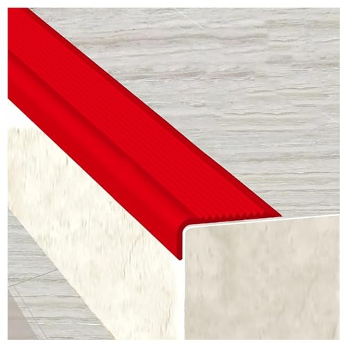 Treppenkantenprofil Kantenschutz Treppenkante, Sicherheitseckenkantenschutzstreifen, rutschfeste Gummi-Stufenkantenverkleidung für Innen- und Außenstreifen LLIMEIDP250410(Color:Red,Size:1.4m/55.1in) von Generic