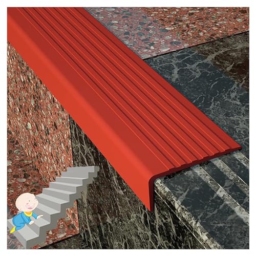 Treppenkantenprofil Kantenschutz Treppenkantenschutz für drinnen und draußen, rutschfest, verschleißfest, selbstklebend, schön LLIMEIDP250410(Color:Red,Size:15m/600in) von Generic