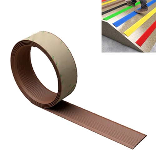 Treppenkantenschutz, Selbstklebend, Rutschfest, Für Den Innenbereich, Gummi-Bodenübergangsstreifen, Treppenkantenschutz Für Holzstufen, Beton, Teppichfliesen/K Brown/Length-4M(13.1Ft) von Generic
