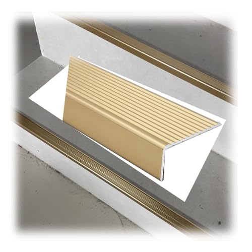 Treppenkantenschutz,Rutschfeste Lauffläche – Nasenkante,Wasserdicht, verschleißfest,für Innen-/Außentreppen Stufenkantenschutz(Gold,4x2cm) von Generic