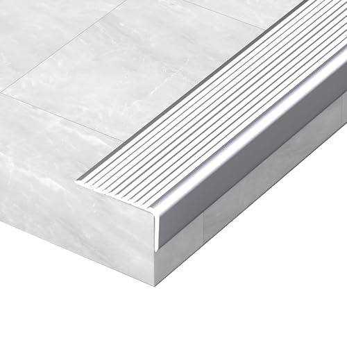 Treppenkantenschutz Rutschfeste L-Form, Alu Treppenkantenverkleidung 900 mm, für Kantenleiste, Bodenbeläge(White,900x50x30mm) von Generic