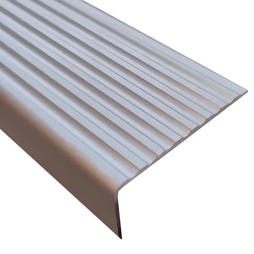 Treppenkantenschutz Selbstklebender 1000/1200 mm, Innenbereich Antirutsch-Profil L-Form(Silber,1200x50x20nn) von Generic