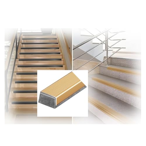 Treppenkantenschutz aus Metall for den Außenbereich- Treppenkantenschutz ，für Schulen, Kindergärten, Innen- und Außentreppen,Rostfreie Stufenverkleidung(Gold,7x3cm) von Generic
