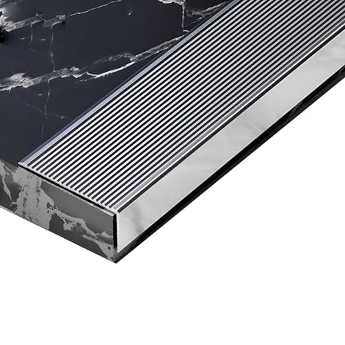 Treppenkantenschutz mit Rille Rutschfeste für Außen, Treppenkantenverkleidung Wasserdicht L-Form, für Bodenbeläge(Silber,1300x70x30mm) von Generic