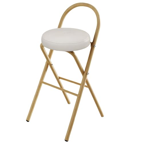 Tresenhocker mit Gepolstert 65/75 cm, Hocker Klappbar mit Handle, Tragkraft 150 Kg(White,65cm/26in) von Generic