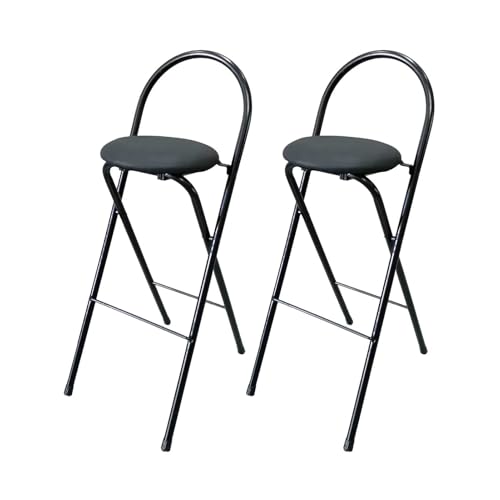 Tresenhocker mit Handle, 2er Set Barhocker Klappbar mit Gepolstert, für Balkon Grillen(Black,75cm/30in) von Generic