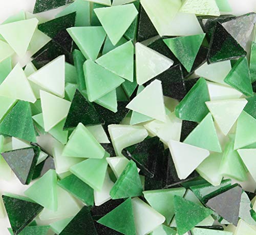 Triangle 1,5 x 1,5 cm Buntglasplatten Stücke, Mosaikfliesen Glas, Glasmosaikfliesen für Kunstwerke und Kunstprojekte, 200 g Vorteilspack - Grün-Mix von Generic