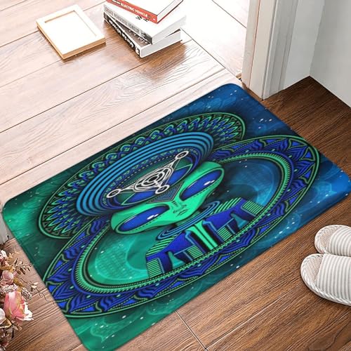 Trippy Green Universal Alien Fußabtreter Schmutz Widerstehen Schmutzfangmatte Dauerhaft Badteppich Für Außen Eingang Flur 40X60 cm von Generic