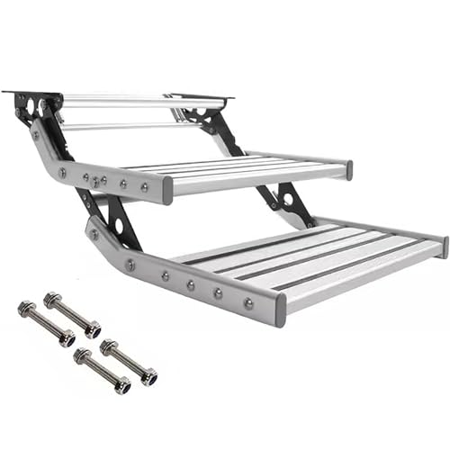 Tritt Einstieg Wohnmobil Wohnwagen Caravan RV Steps Einziehbare, klappbare Trittleitertreppe, elektrisches automatisches/manuelles Licht, für Wohnmobil, Van, Wohnwagen, 150 kg/330 lbs von Generic