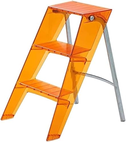 Tritthocker Für Erwachsene, 3 Stufen Klappbarer Tritthocker, Acrylhocker, Haushalt Multifunktional Falten 2 In 1 Design Leiter/Hocker, Orange Tritthocker Für Erwachsene, 3 Stufen Klappbarer Tritthocker, Acrylhocker, Haushalt Multifunktional Falten 2 In 1 Design Leiter/Hocker, Orange von Generic
