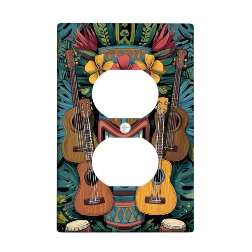 Tropical Tiki Lichtschalter-Abdeckplatte/Steckdosenabdeckungen, buntes Blumen-Design für Sommerdekoration, thermoplastische Wandplatten, Standardgröße, Einzel-Duplex-Steckdose Tropical Tiki Lichtschalter-Abdeckplatte/Steckdosenabdeckungen, buntes Blumen-Design für Sommerdekoration, thermoplastische Wandplatten, Standardgröße, Einzel-Duplex-Steckdose von Generic
