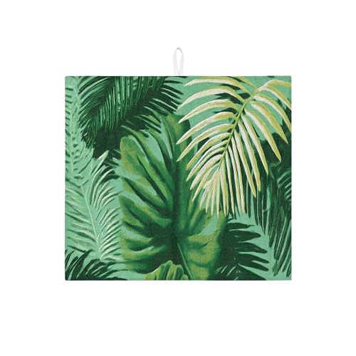 Tropische Abtropfmatten für Küchentheke, exotisches grünes Blatt-Design, saugfähiges Abtropfgestell, Sommer-Mikrofaser-Trockenunterlage für Küchentheke, Kaffeebar, Schutz, 40,6 x 45,7 cm von Generic