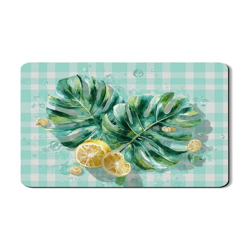 Tropische Abtropfmatten für Küchentheke, lebendiges grünes Blatt-Design, saugfähiges Gummi-Abtropfgestell, Matte, Sommer-Strand-Stil, Trockenunterlage für Küchentheke, Schutz, 30,5 x 50,8 cm von Generic