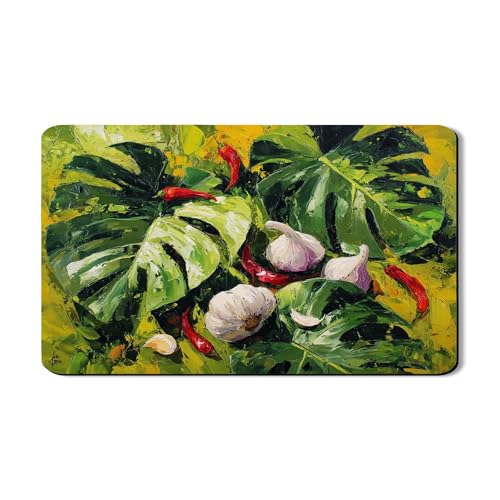 Tropische Abtropfmatten für Küchentheke, lebendiges grünes Blatt-Design, saugfähiges Gummi-Abtropfgestell, Sommer-Küchen-Dekorschutz, 30,5 x 50,8 cm von Generic