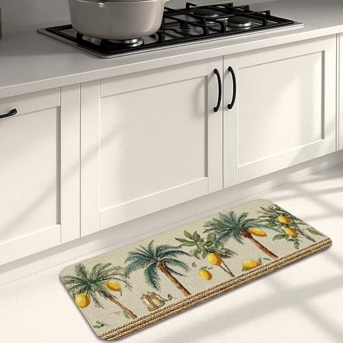 Tropische Küchenmatten für Boden, Zitrone und Palmen, dekorativ, gepolstert, bequem, waschbar, rutschfest, für Küchenspüle, Waschküche, Badezimmer, 40,6 x 129,9 cm Tropische Küchenmatten für Boden, Zitrone und Palmen, dekorativ, gepolstert, bequem, waschbar, rutschfest, für Küchenspüle, Waschküche, Badezimmer, 40,6 x 129,9 cm von Generic
