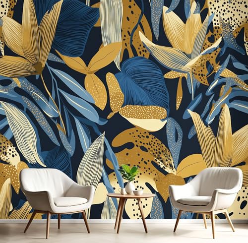 Tropische Pflanzen Tapete Selbstklebende Tapete Abstrakte Blätter Mustertapete Marineblau Tapeten Wohnzimmer Muster Möbelfolie Schlafzimmer Flur Wand Dekoration 450X315Cm Tropische Pflanzen Tapete Selbstklebende Tapete Abstrakte Blätter Mustertapete Marineblau Tapeten Wohnzimmer Muster Möbelfolie Schlafzimmer Flur Wand Dekoration 450X315Cm von Generic