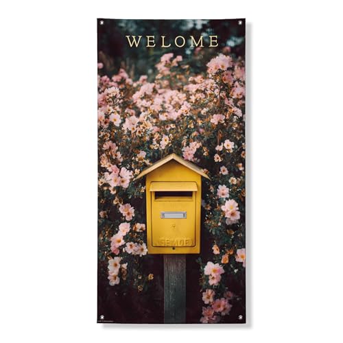 Türabdeckung mit Aufschrift "Welcome Spring Floral", Vintage-Stil, gelbe Briefkasten, Blumen, Outdoor-Dekoration, saisonaler Charme für den Eingangsbereich, 91,4 x 183,9 cm Türabdeckung mit Aufschrift "Welcome Spring Floral", Vintage-Stil, gelbe Briefkasten, Blumen, Outdoor-Dekoration, saisonaler Charme für den Eingangsbereich, 91,4 x 183,9 cm von Generic