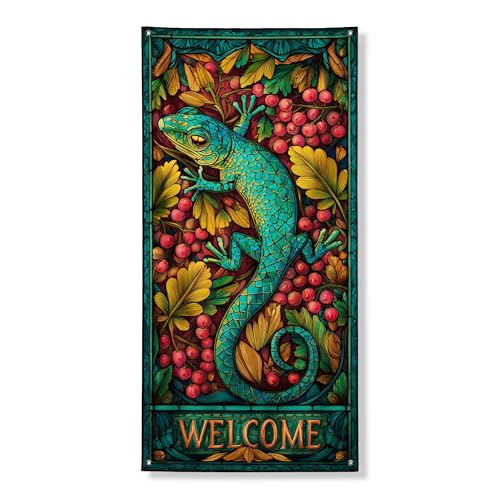 Türabdeckung mit tropischen Geckos, lebendige Eidechse, Natur-Wanddekoration, saisonale Dekoration für drinnen und draußen, Eingangsdekoration, 91,4 x 183,9 cm Türabdeckung mit tropischen Geckos, lebendige Eidechse, Natur-Wanddekoration, saisonale Dekoration für drinnen und draußen, Eingangsdekoration, 91,4 x 183,9 cm von Generic
