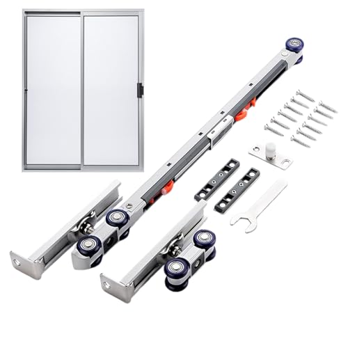 Türbahn-Hardware-Kit – Schiebetür-Schiene, glatter Gleitmechanismus | Befestigungsset für Holztüren, Edelstahl-Läufer für einfache Ins von Generic