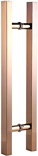 Türgriff, quadratischer Leiter-Zuggriff/Push-Pull-Edelstahl-Türgriffe für Eingang/Dusche/Holz/Glas/Büro/Geschäft/Ladeninnenraum/Außentürgriffe/Roségold/100 * 80C von Generic
