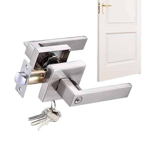 Türgriff mit Schloss - Türgriff mit Schloss und Schlüssel, Türgriffe für Innentür mit 3 Stangen - für quadratische Tür aus Aluminiumlegierung, Türschloss für Camer von Generic