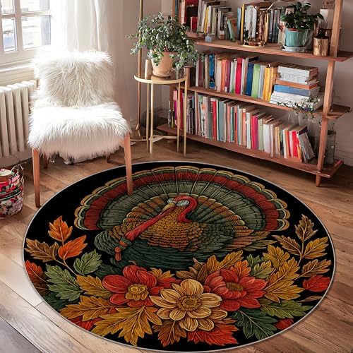 Türkei-Teppich, Thanksgiving Herbst Blumen Blätter Thanksgiving Orange Niedriger Flor Rand Einfassung Fußmatte Überwurf Teppich Kreis Badezimmer Waschküche Eingangsbereich Dekor 122 x 122 cm Türkei-Teppich, Thanksgiving Herbst Blumen Blätter Thanksgiving Orange Niedriger Flor Rand Einfassung Fußmatte Überwurf Teppich Kreis Badezimmer Waschküche Eingangsbereich Dekor 122 x 122 cm von Generic