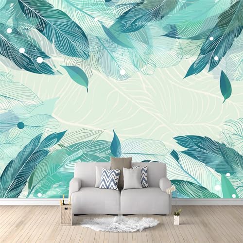 Türkis, Blaugrün Fototapete 350 x 256 cm Wandtapete für Schlafzimmer - Vlies Tapeten mit UV-Beständigkeit und Geruchsfreiheit - Wandbild mit Schöner Hintergrund Mit Federn Und Blättern Türkis, Blaugrün Fototapete 350 x 256 cm Wandtapete für Schlafzimmer - Vlies Tapeten mit UV-Beständigkeit und Geruchsfreiheit - Wandbild mit Schöner Hintergrund Mit Federn Und Blättern von Generic