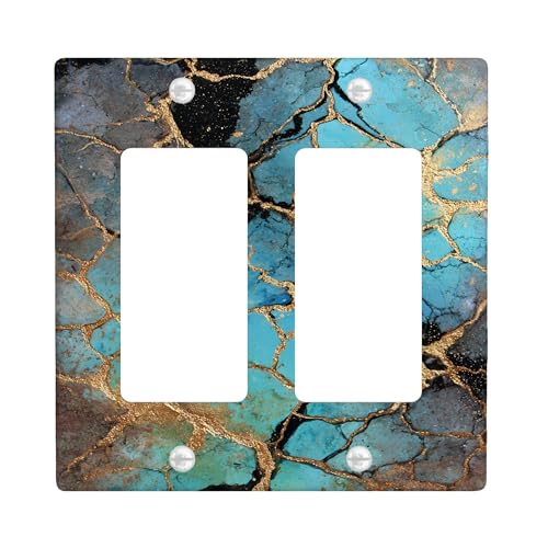 Türkise Geode Lichtschalter-Abdeckplatten/Steckdosenabdeckungen, Ozeanblau Crackle Design für Heimdekoration, Thermoplastische Wandplatten, Standardgröße Doppelwippe Türkise Geode Lichtschalter-Abdeckplatten/Steckdosenabdeckungen, Ozeanblau Crackle Design für Heimdekoration, Thermoplastische Wandplatten, Standardgröße Doppelwippe von Generic