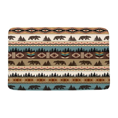 Türmatte Bär Wild Boho Tribal Azteken Jagd Camping Badematte rutschfest Kurzflor Schmutzfangmatte Für Terrasse Schlafzimmer 40X60Cm von Generic