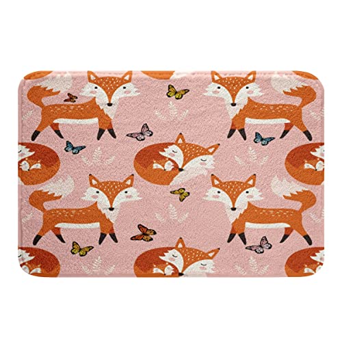 Türmatte Eingang Cartoon Fuchs Multicolor Schmetterling Mikrofaser Dünn Innen Schmutzfangmatte Waschbar Schmutzfangmatte Für Innen Eingangsbereich Terrasse 40X60Cm von Generic