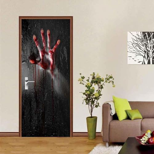 Türtapete Selbstklebend 3D Schwarzer Horror-Handabdruck 80 X 200 Cm Türposter - Abnehmbar Fototapete Türfolie Poster Tapete Türaufkleber Für Tür, Wohnzimmer, Schlafzimmer, Küche Und Bad - Türw 0 von Generic
