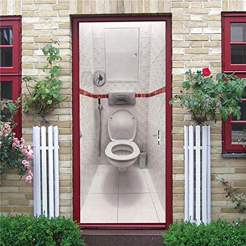 Türtapete Selbstklebend 3D Toilette Toilette 95 X 210 Cm Türposter - Abnehmbar Fototapete Türfolie Poster Tapete Türaufkleber Für Tür, Wohnzimmer, Schlafzimmer, Küche Und Bad - Türwandaufkleber von Generic