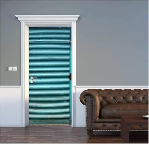 Türtapete Selbstklebend 85x200 cm Blaue Streifen Türaufkleber 3D Linienmuster Türposter Türfolie Poster Tapete PVC Wasserfest für Schlafzimmer Wohnzimmer Tür d-239 von Generic