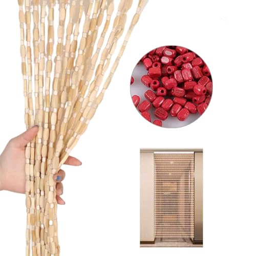 Türvorhang 60x80cm 90x200cm Bambus Tür Perlenvorhang Perlen Design Balkontür Vorhang Rechteckig - Zimmertüren - Terrassentüren(Rot,W120*H210cm) von Generic