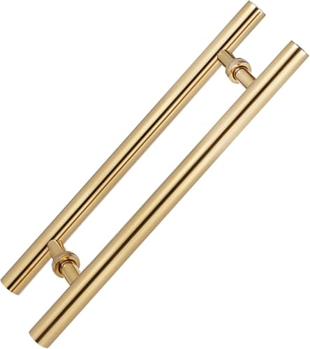 Türzuggriff Türgriff Gold Schiebeglastürgriff, Runde Schubstangengriffe Mit Installationsbeschlag, Für Badezimmereingang Haustür Hoftor, Gold, 60cm/24inch von Generic