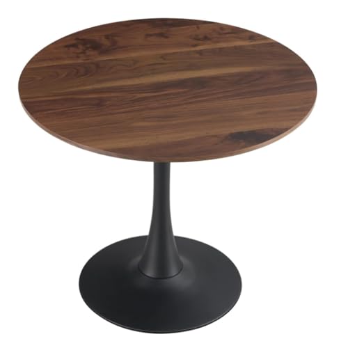 Tulip Esstisch Runder Cocktailtisch mit Naturholzplatte und Aluminiumbeinen für Küche Wohnzimmer Freizeit Couchtisch leicht Selbstmontage (Größe: 90x90x73cm) von Generic