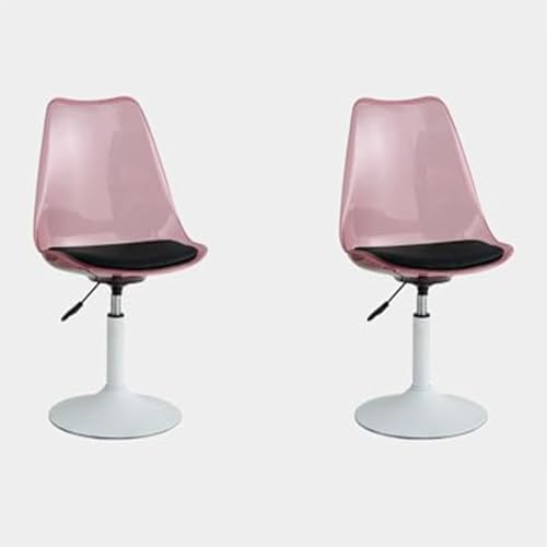 Tulpenförmige Essstühle aus klarem Acryl – 360° drehbare armlose Küchenstühle mit verstellbarer Höhe, PU-Kissen und PP-Rückenlehne, Set mit 2, unterstützt 158 kg (158 kg) von Generic