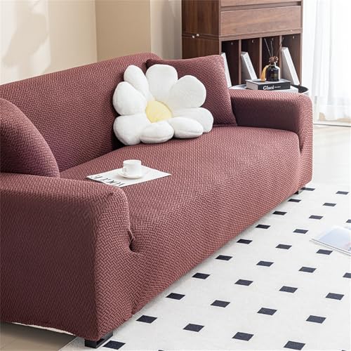 Twill-Stretch-Sofabezug für 1-, 2-, 3- und 4-Sitzer, atmungsaktive Sofa-Schonbezüge, für Ecksofabezug in L-Form, Couchbezug, Rutschfester Möbelschutzbezug (3-Sitzer, Kaffee) von Generic