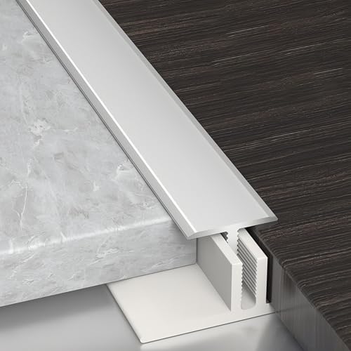 Übergangsleiste aus Aluminium, T-Formleisten aus eloxiertem, Breite 1.35/1.5/1.8/2/2.4/3 cm, geeignet für u.a. Fliesen, Laminat und Parket(White,1.8cm x 2.7m(90cm*3)) von Generic