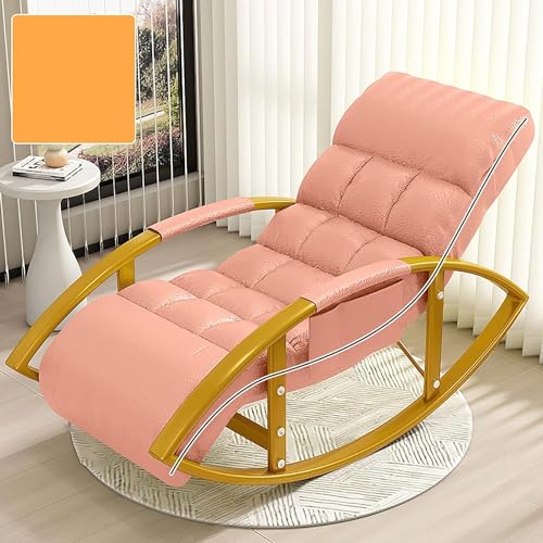 Übergroße Schaukelstuhl-Set mit höhenverstellbarer Rückenlehne und Fußstütze für Wohnzimmer und Außenterrasse (Rosa) von Generic