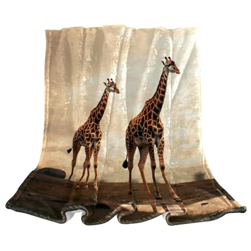 Überwurfdecke für Couch, weiche Decke und Überwürfe, afrikanisches Grasland, zwei Giraffen, 150 x 99,8 cm von Generic